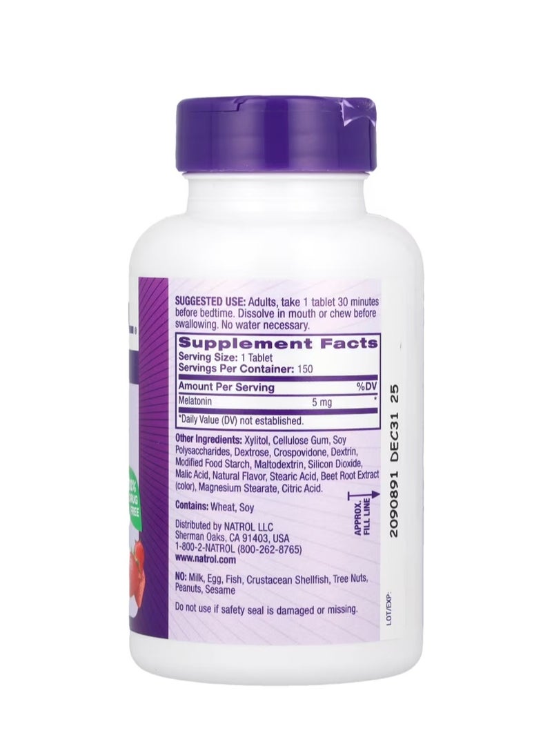 Natrol Melatonin Fast Dissolve Extra Strength Strawberry 5 Mg 150 Tablets - Image 2